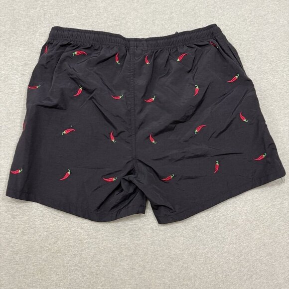 Warren Webber Black Swim Trunks Surf Swim Embroidered Peppers Size XL - Picture 7 of 7